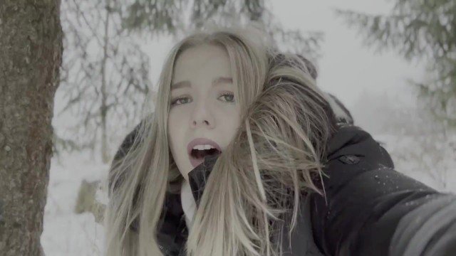 Lara Blond: 18 year old teen is fucked in the forest in the snow
