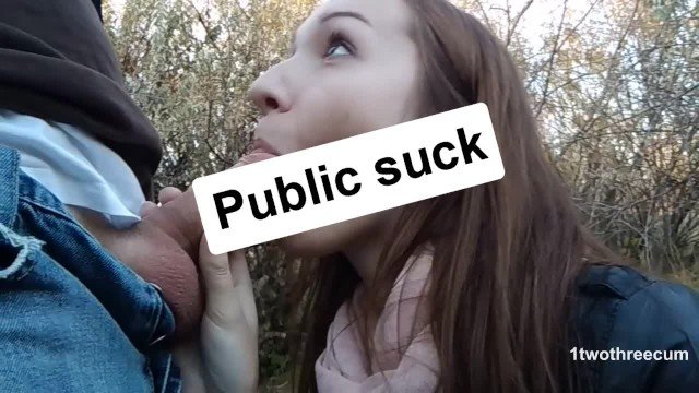 1twothreecum: Amateur Public Blowjob And Swallow In The Forest