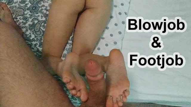 Homemade Blowjob And Footjob | Amateur Couple 1twothreecum