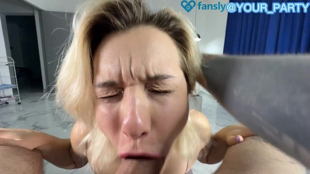 Your Blowjob Queen, Vi and Alex: Sad eyes sucking a huge cock. can't swallow that cock whole. ASMR. GAG. POV.