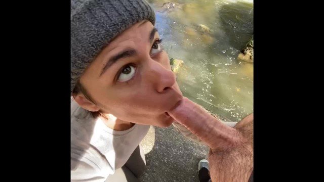Nature Queen: Hiker girl teases, sucks, and fucks by river