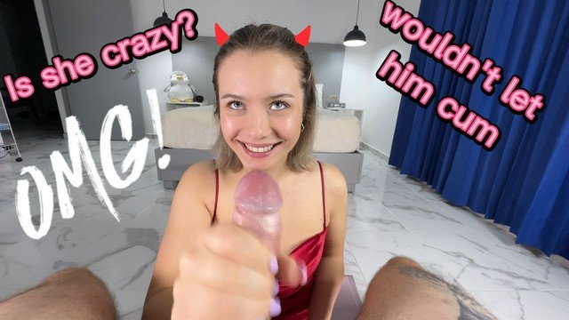 Your Blowjob Queen, Vi and Alex: Whore stepsister. Teasing her stepbrother & not letting him cum. no cum challenge. ASMR POV