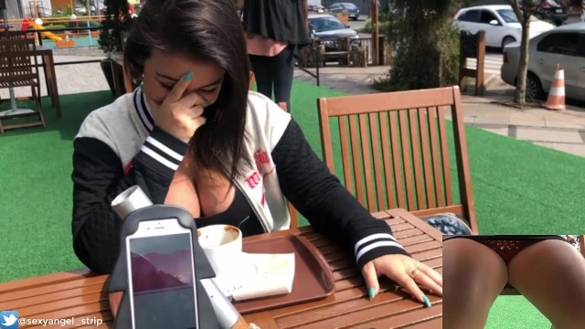 Emanuelly Raquel: Public female orgasm interactive toy beautiful face agony torture
