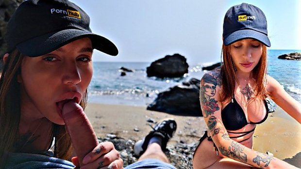 Ghomestory: Sexy Brunette Sucked Me on The Beach and in The Car!