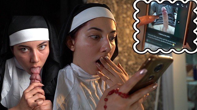 Little Tina: Naive Nun is tricked by WhatsApp and exorcises a cock