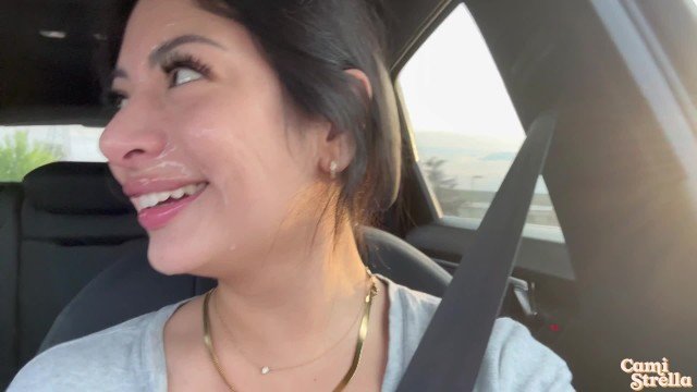 Cami Strella: Latina Drives Around In Public With Cum On Her Face After Sucking The Soul Out Of Him!!!