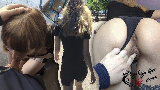 AnGelya G, Emilia Secret: Sexy Deep Blowjob on Staircase - Public Sex
