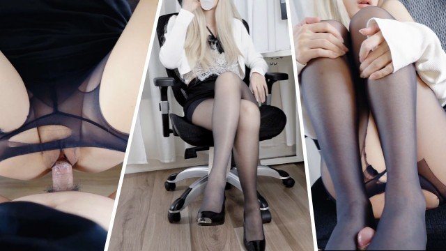 Fortune Cutie: Pantyhose Office Slut give me a Footjob and let me cum insider her pussy....