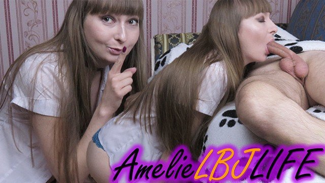 Amelie Dubon: Lustful Babe Woke StepBrother Blowjob - Cum in Mouth