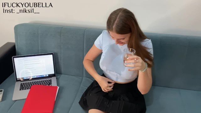 IfuckyouBella, Baby Bella, Veronika Liubets: Hot girl came to a friend to do an essay and got on his dick- Bella Crystal