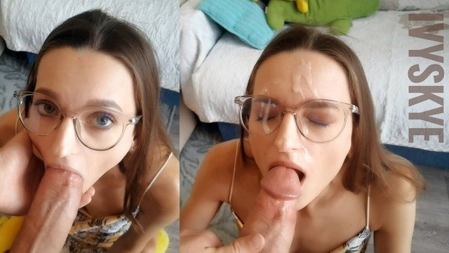 Ivy Skye: Nerd stepmom persuaded me to give her mouth and cum on glasses